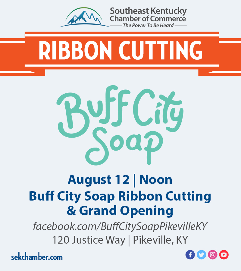 Buff City Soap Ribbon Cutting Flyer
