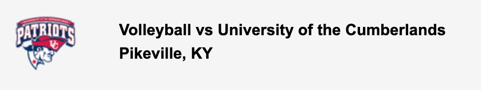 Volleyball vs University of the Cumberlands