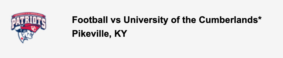 Football vs University of the Cumberlands